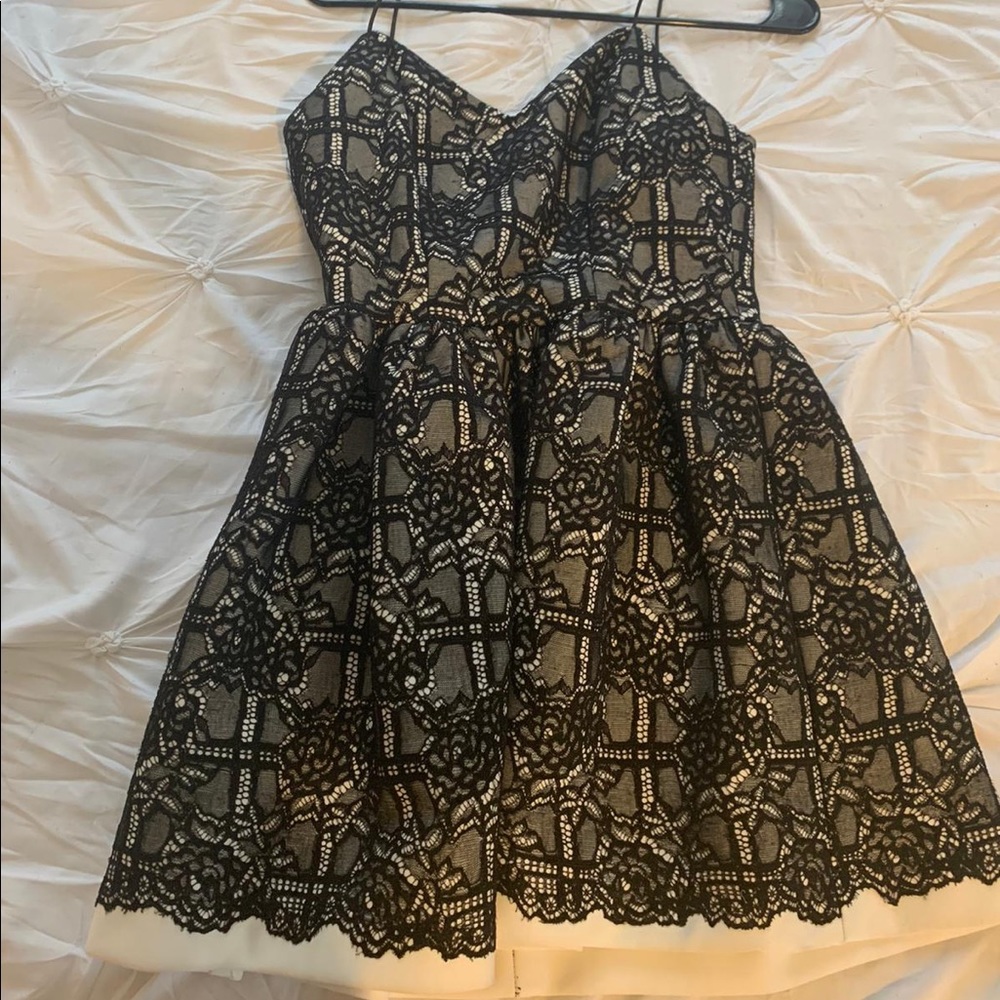 Bloomingdales black and white lacy dress